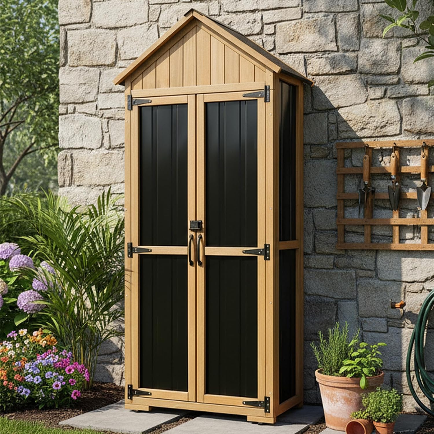 Garden Tools - Outdoor Storage Cabinet Waterproof Shed with