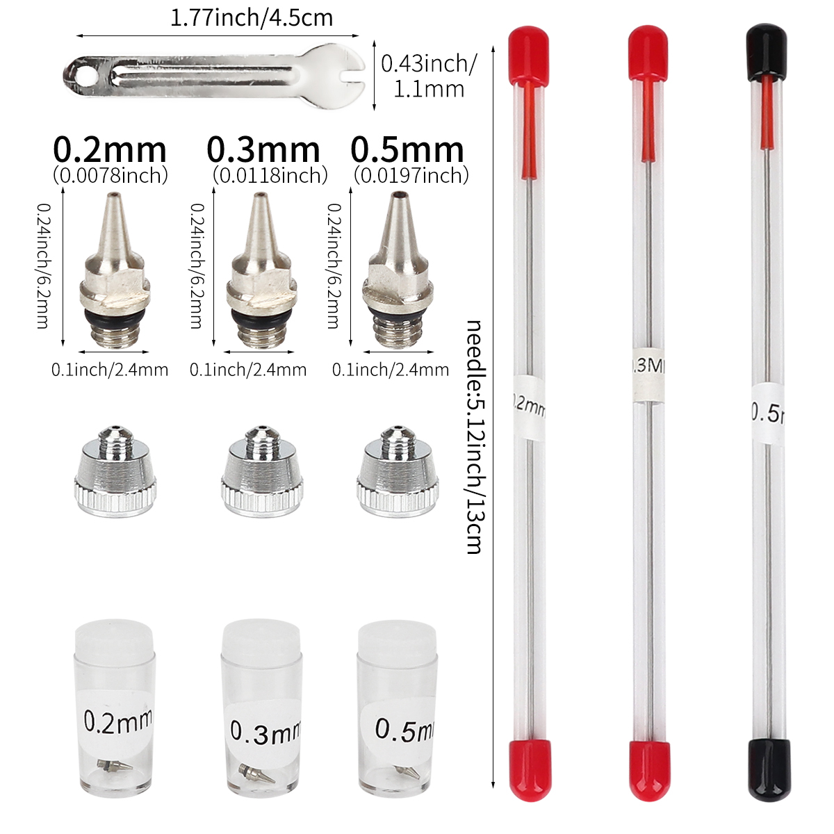 3pcs set 0.2/0.3/0.5mm Airbrus - огляд і ціна Airbrush Kit With Mini Compressor
