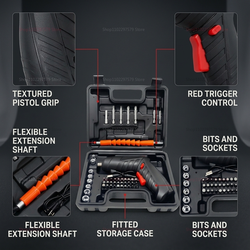 47Pcs Rechargeable Cordless El - огляд і ціна Electric Screwdriver Rechargeable Usb